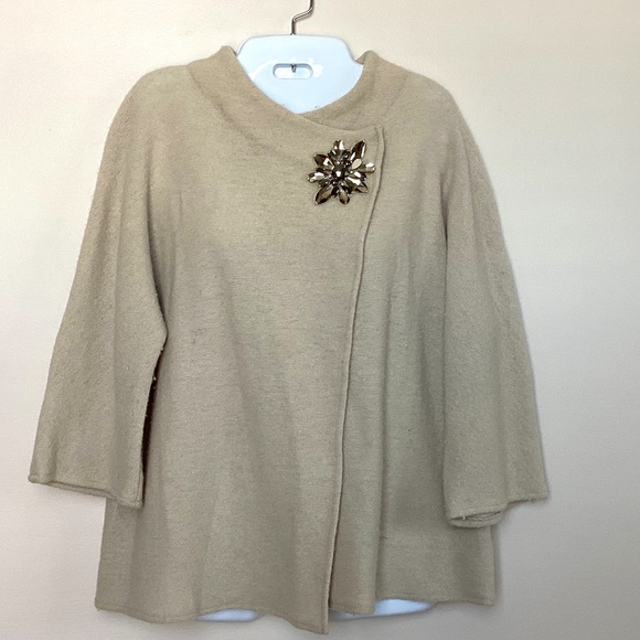 JM Collection Embellished Asymmetrical Wool Cardigan - PL - Picture 1 of 8